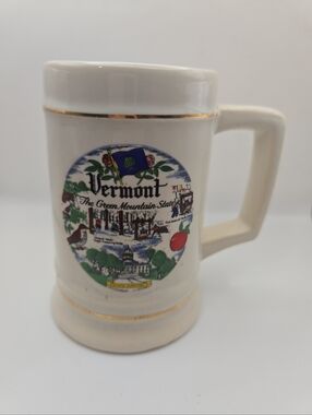 Vintage Vermont Coffee Mug The Green Mountain State Souvenir Ceramic Cup